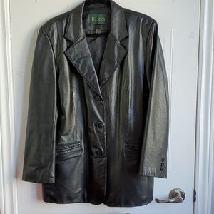 Black leather suit jacket